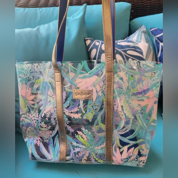 Lilly Pulitzer Pool Tote Beach Bag..Sweet Escape clear W/ Extra Valuables Pouch - Picture 10 of 10